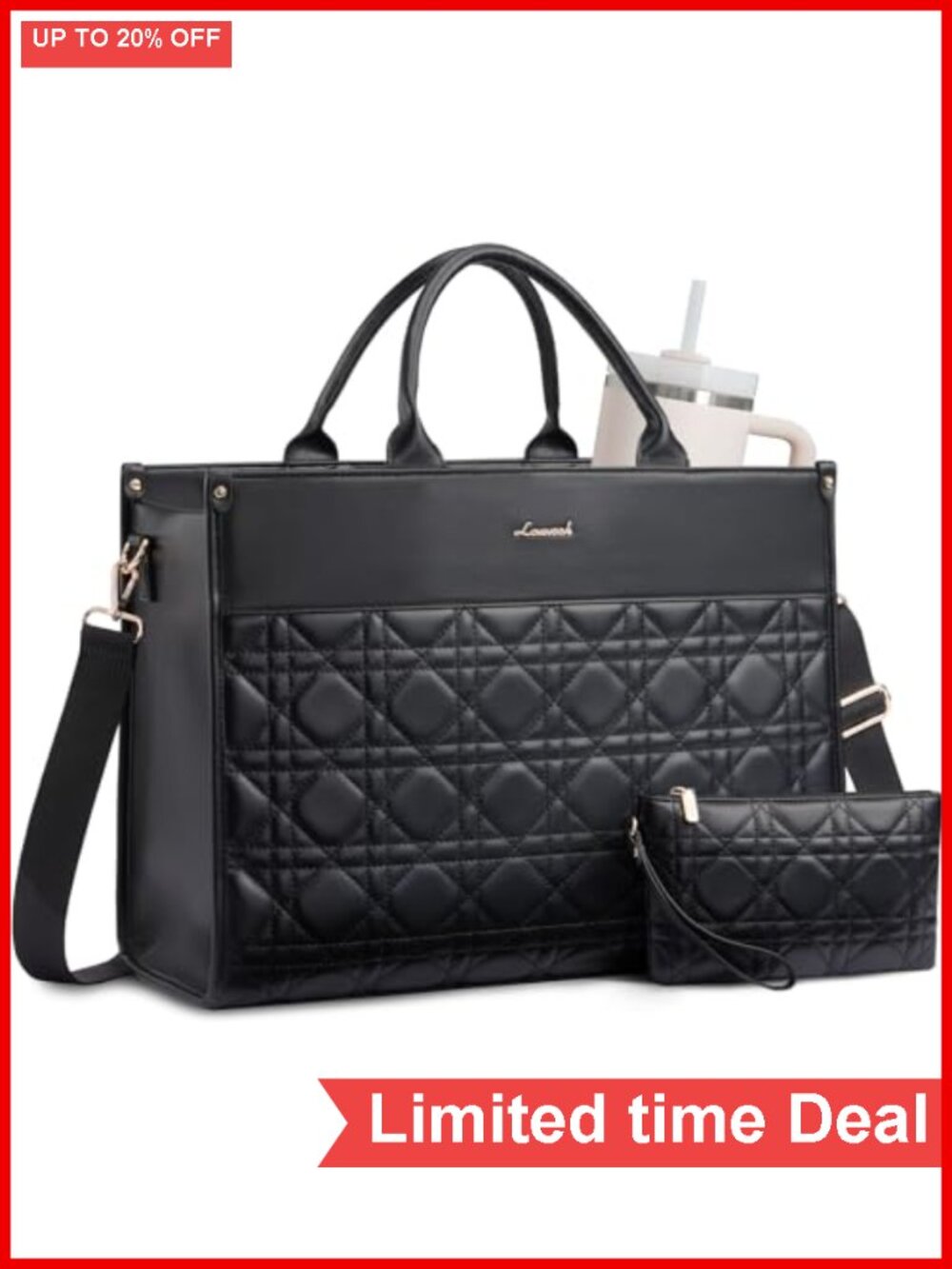 Waterproof Laptop Tote Bag for Women, Vegan Leather Work Briefcase, Teacher Gift